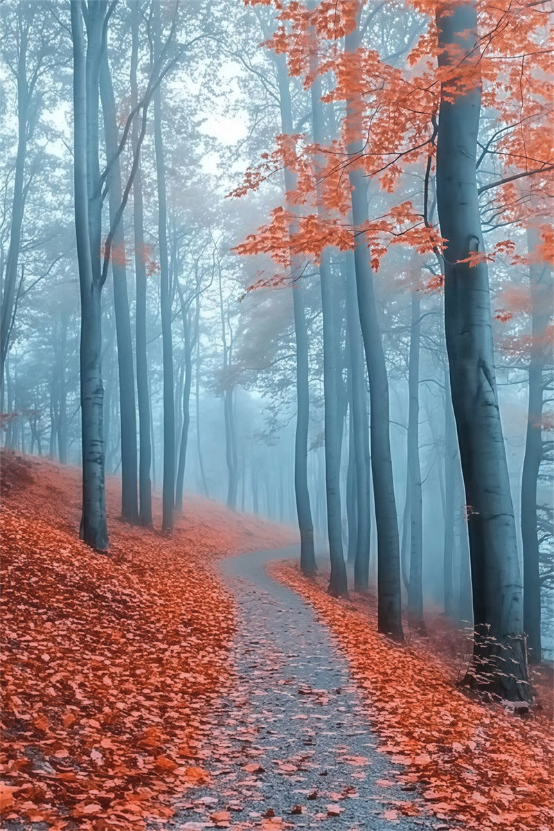 Autumn Forest Backdrop Misty Crimson Path Backdrop UK MRR7-112