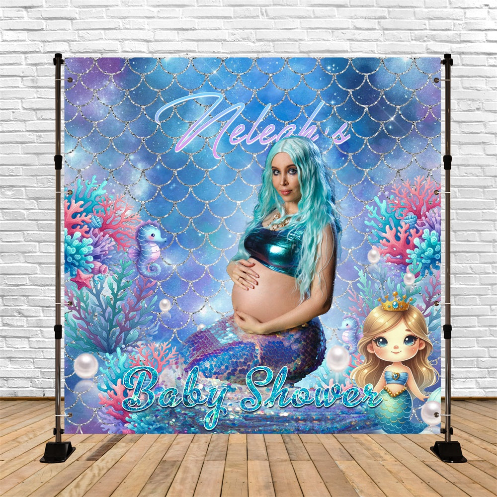 Under The Sea Baby Shower Mermaid Coral Dreams Custom Backdrop UK MRR7-13