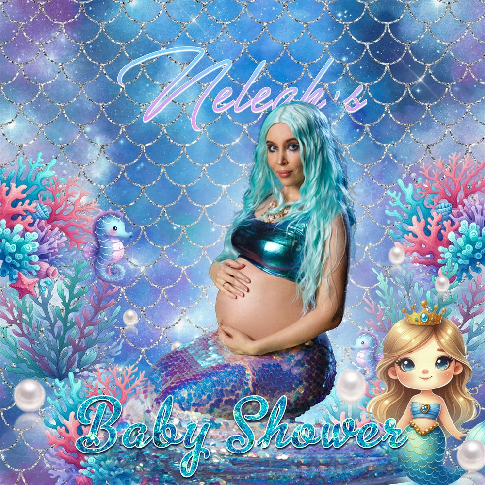 Under The Sea Baby Shower Mermaid Coral Dreams Custom Backdrop UK MRR7-13
