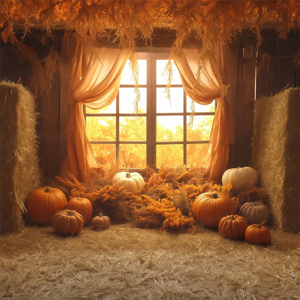 Autumn Photo Backdrop Rustic Haystack Drapes Backdrop UK MRR7-131