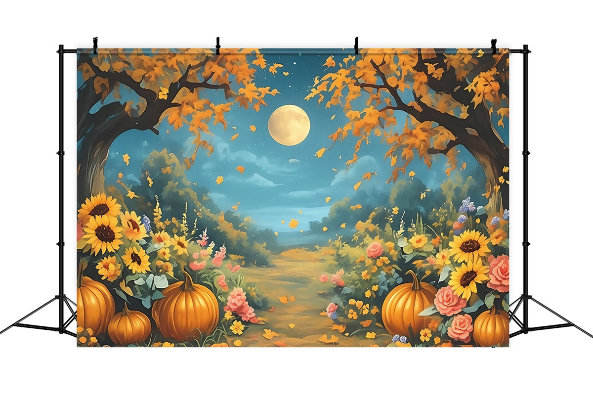 Fall Backdrops Magical Pumpkin Moonlight Backdrop UK MRR7-134