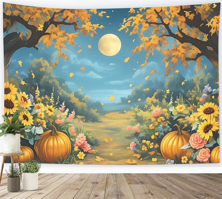 Fall Backdrops Magical Pumpkin Moonlight Backdrop UK MRR7-134