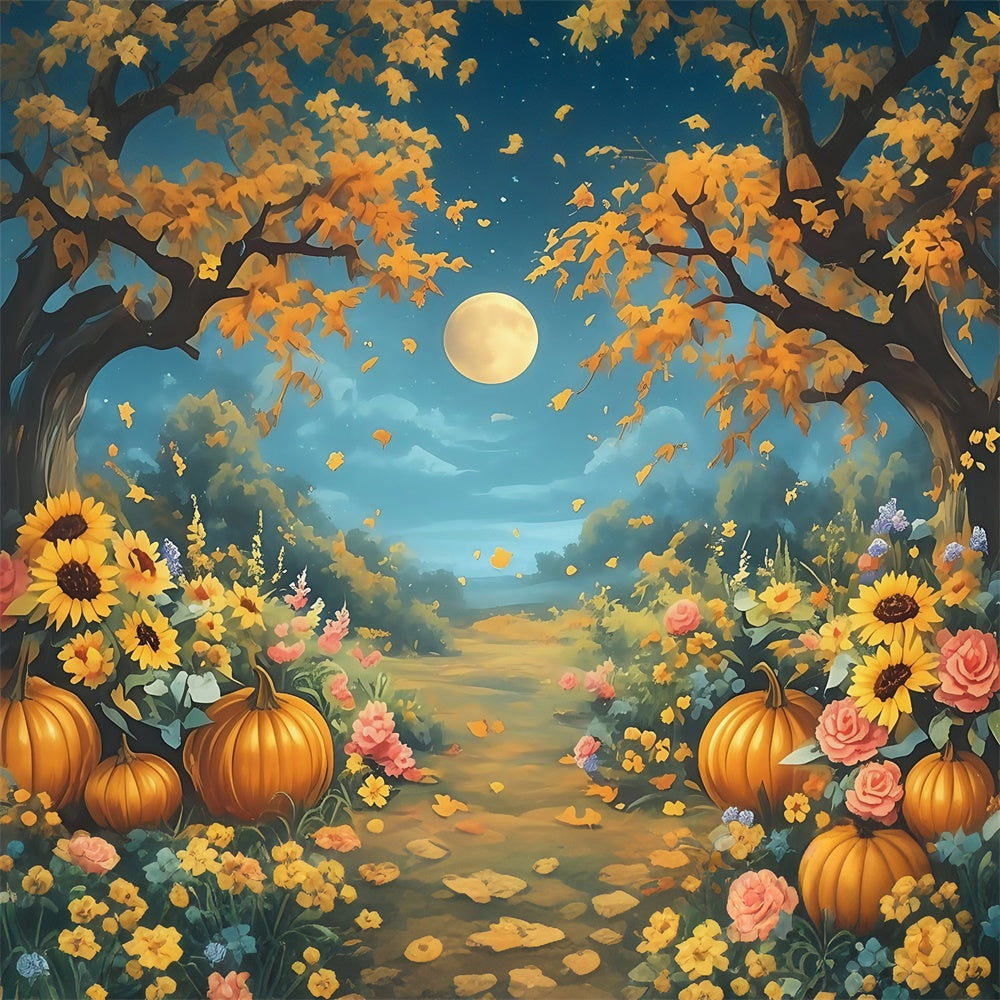 Fall Backdrops Magical Pumpkin Moonlight Backdrop UK MRR7-134
