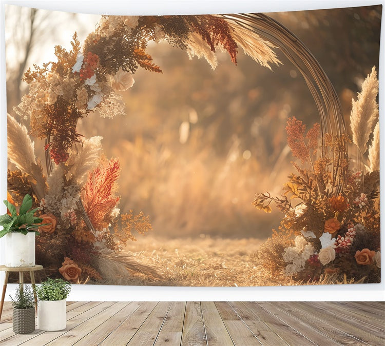 Boho Backdrops Pampas Bloom Circle Autumn Backdrops UK MRR7-137
