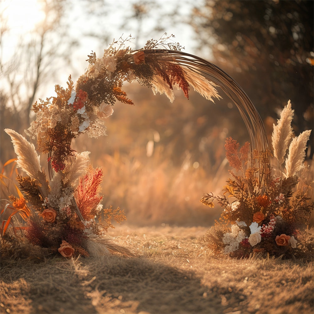 Boho Backdrops Pampas Bloom Circle Autumn Backdrops UK MRR7-137