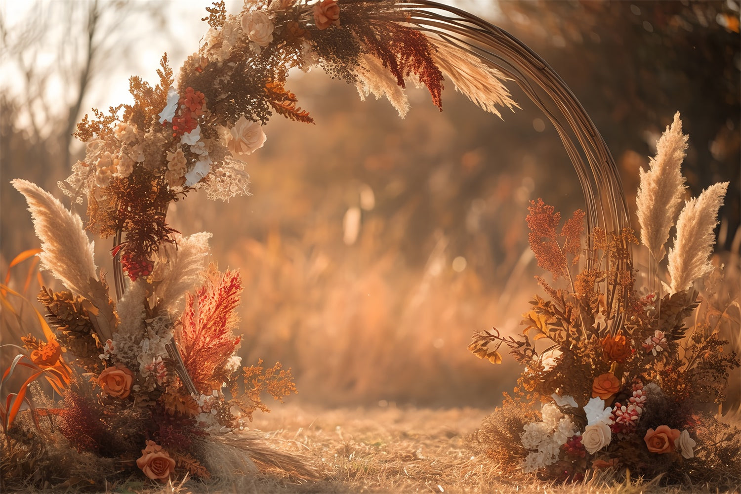 Boho Backdrops Pampas Bloom Circle Autumn Backdrops UK MRR7-137
