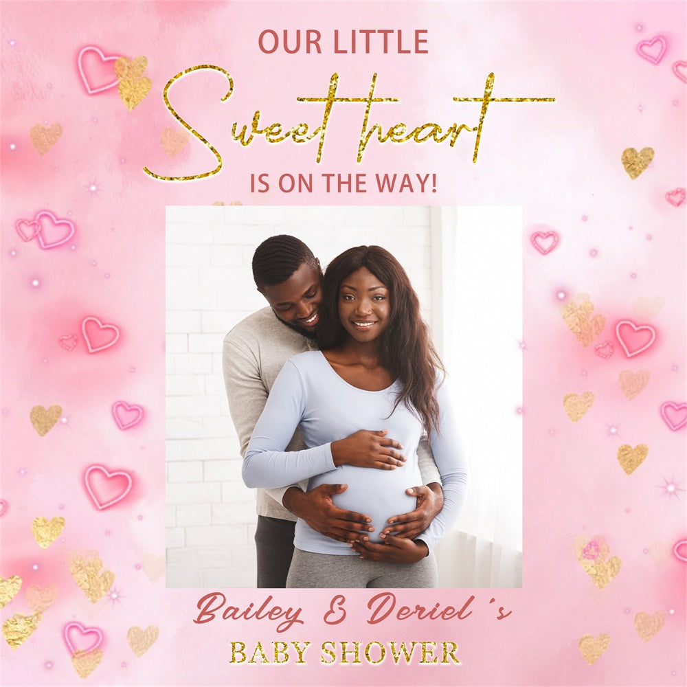 Baby Shower Backdrop Ideas Pink Hearts Sweet Personalized Backdrop UK MRR7-14