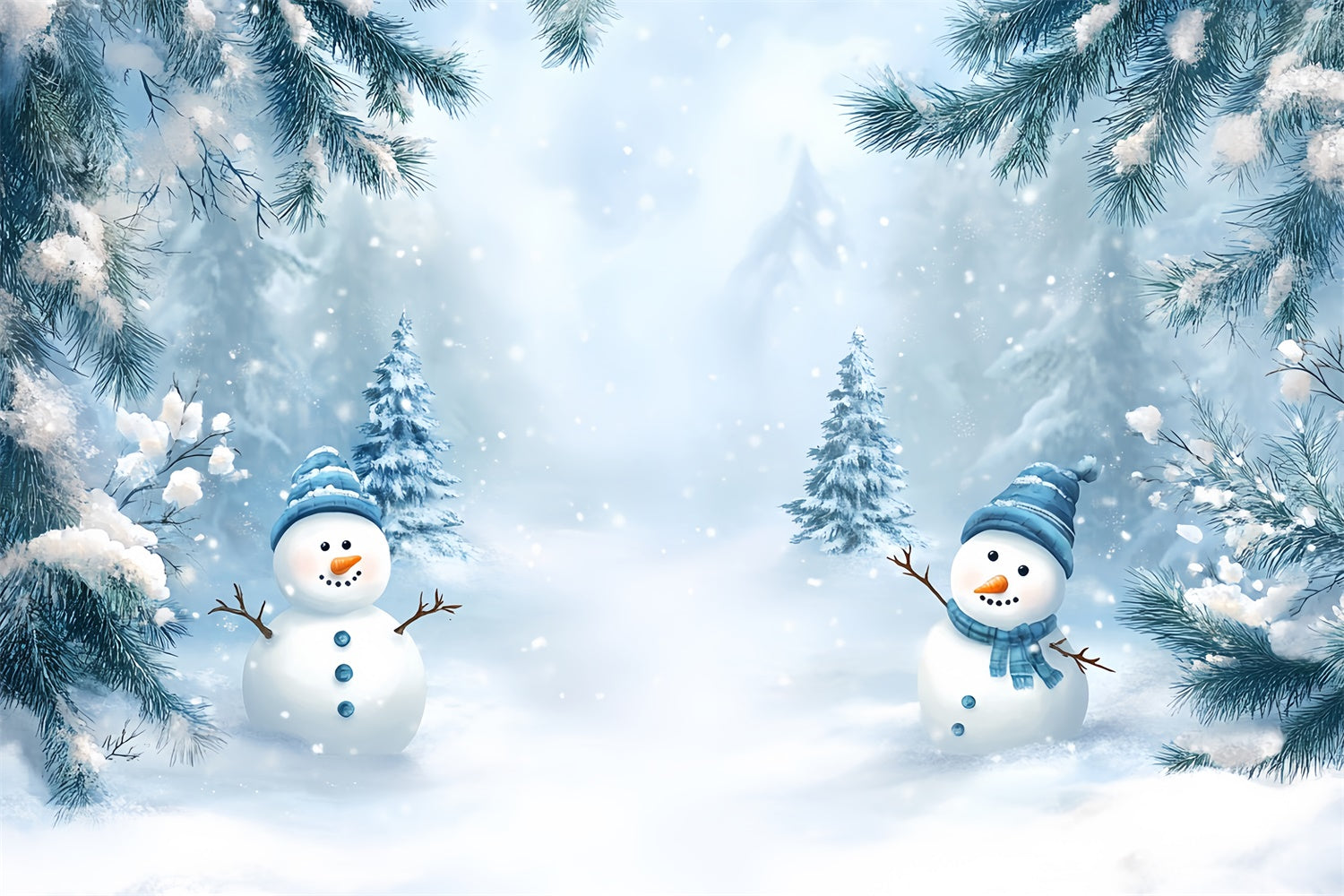 Winter Backdrop Photography Forest Snowman Fun Backdrop UK MRR7-148