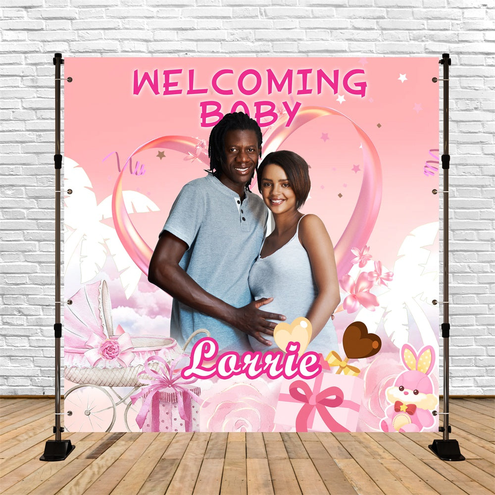 Baby Shower Backdrop Blush Love Welcome Personalized Backdrop UK MRR7-16