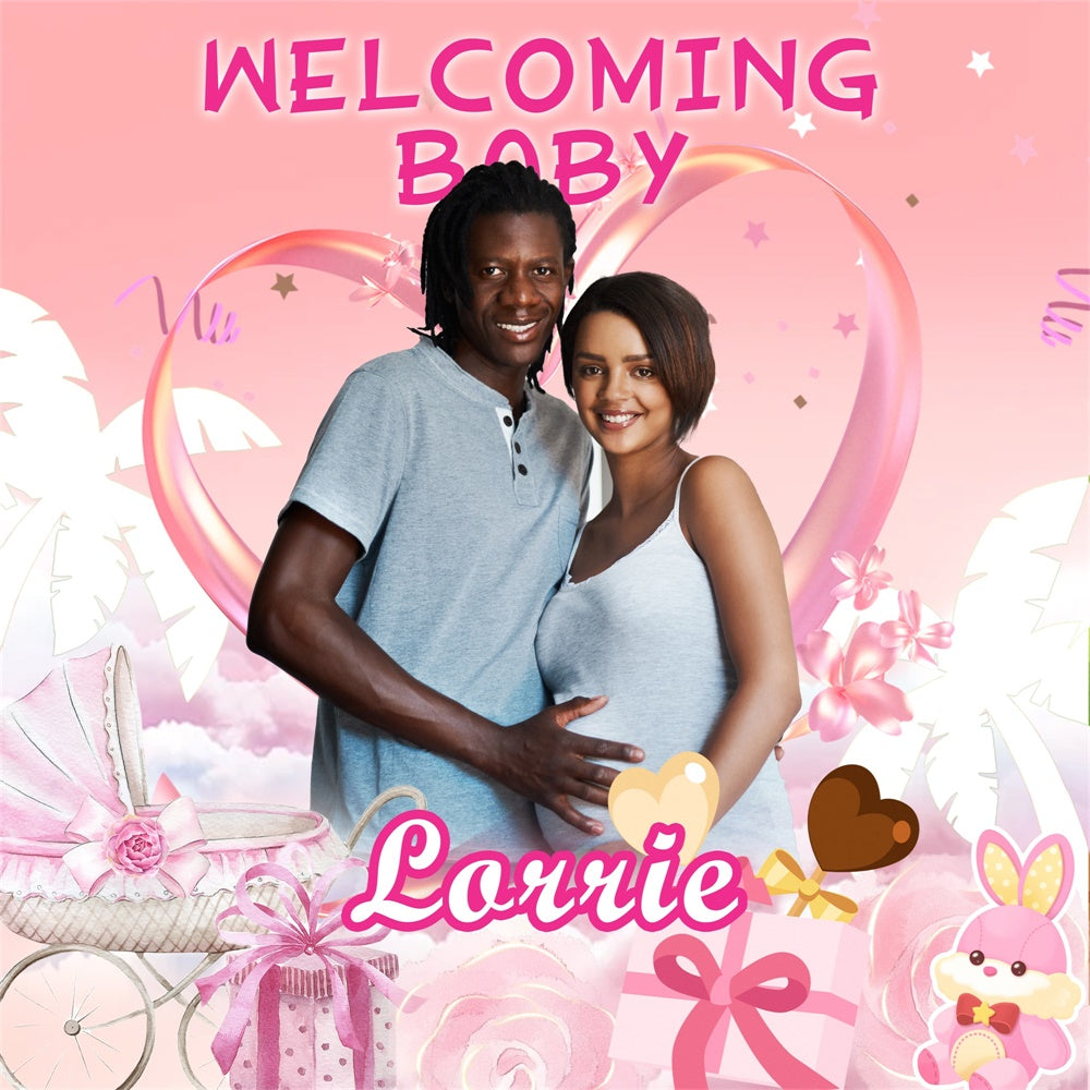 Baby Shower Backdrop Blush Love Welcome Personalized Backdrop UK MRR7-16