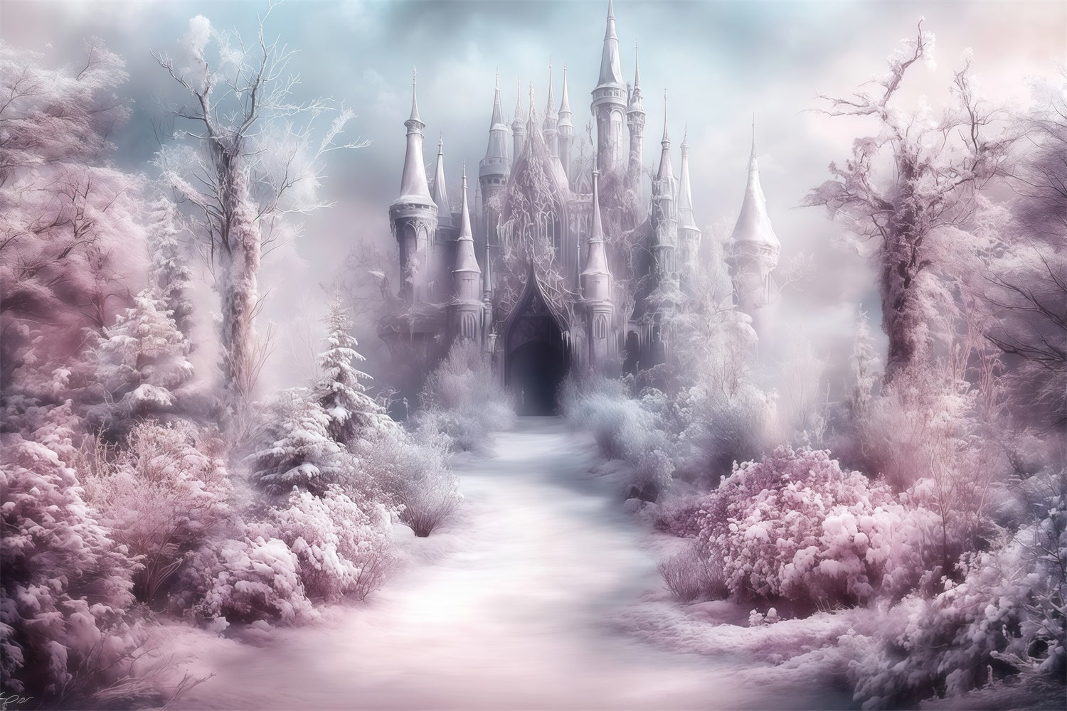 Winter Castle Backdrop Blush Castle Trail Backdrop UK MRR7-165