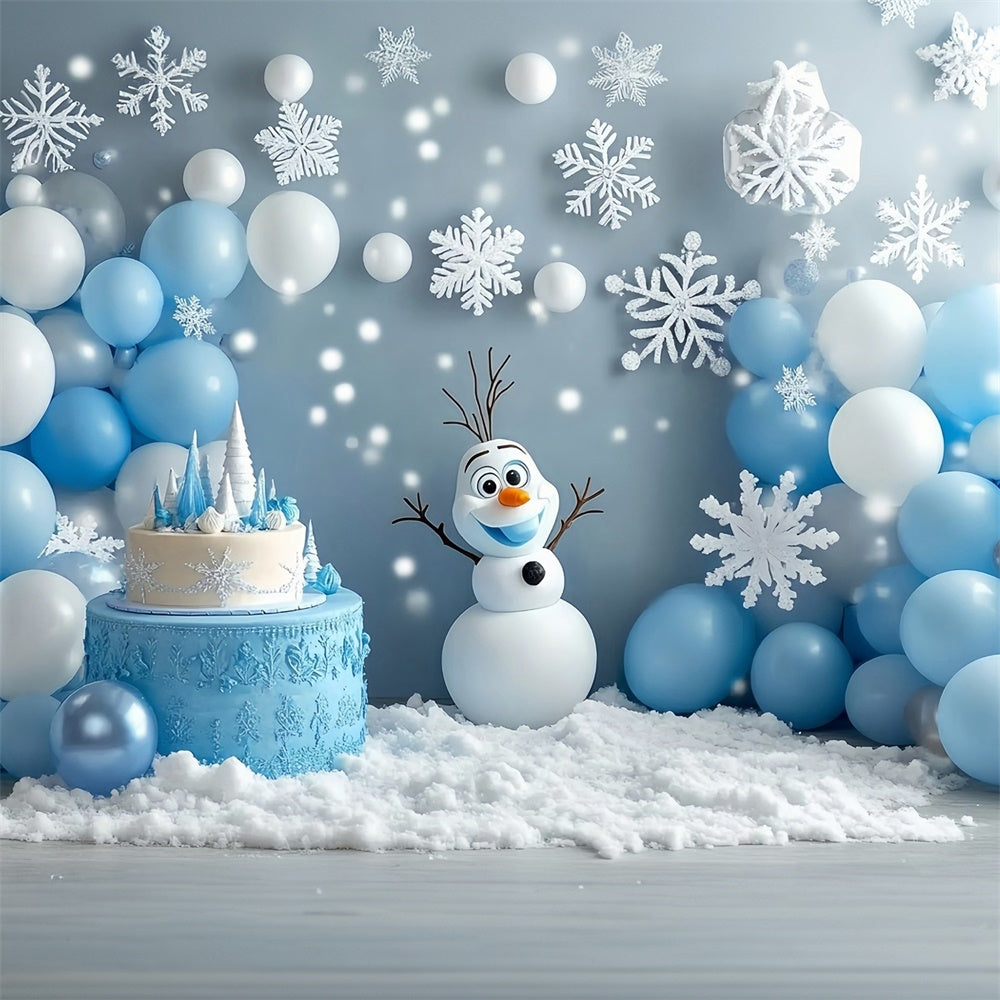 Winter Photo Backdrop Snowman Birthday Fun Backdrop UK MRR7-169