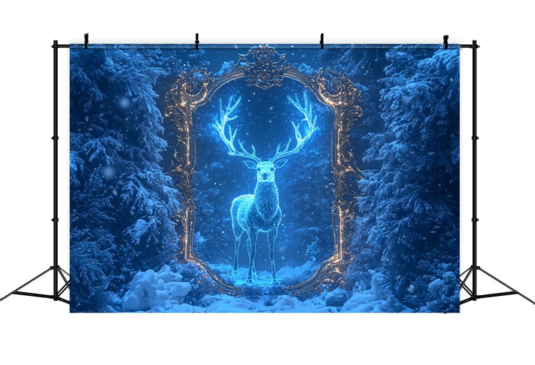 Winter Backdrops Frozen Magic Forest Stag Backdrop UK MRR7-173