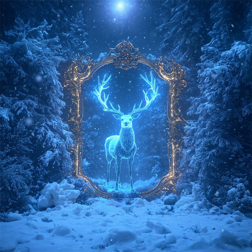 Winter Backdrops Frozen Magic Forest Stag Backdrop UK MRR7-173