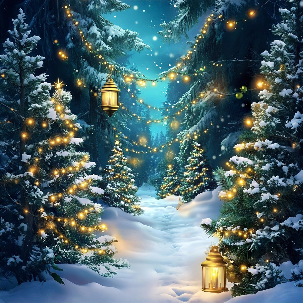Winter Backdrop Twinkling Pines Trail Christmas Backdrop UK MRR7-176