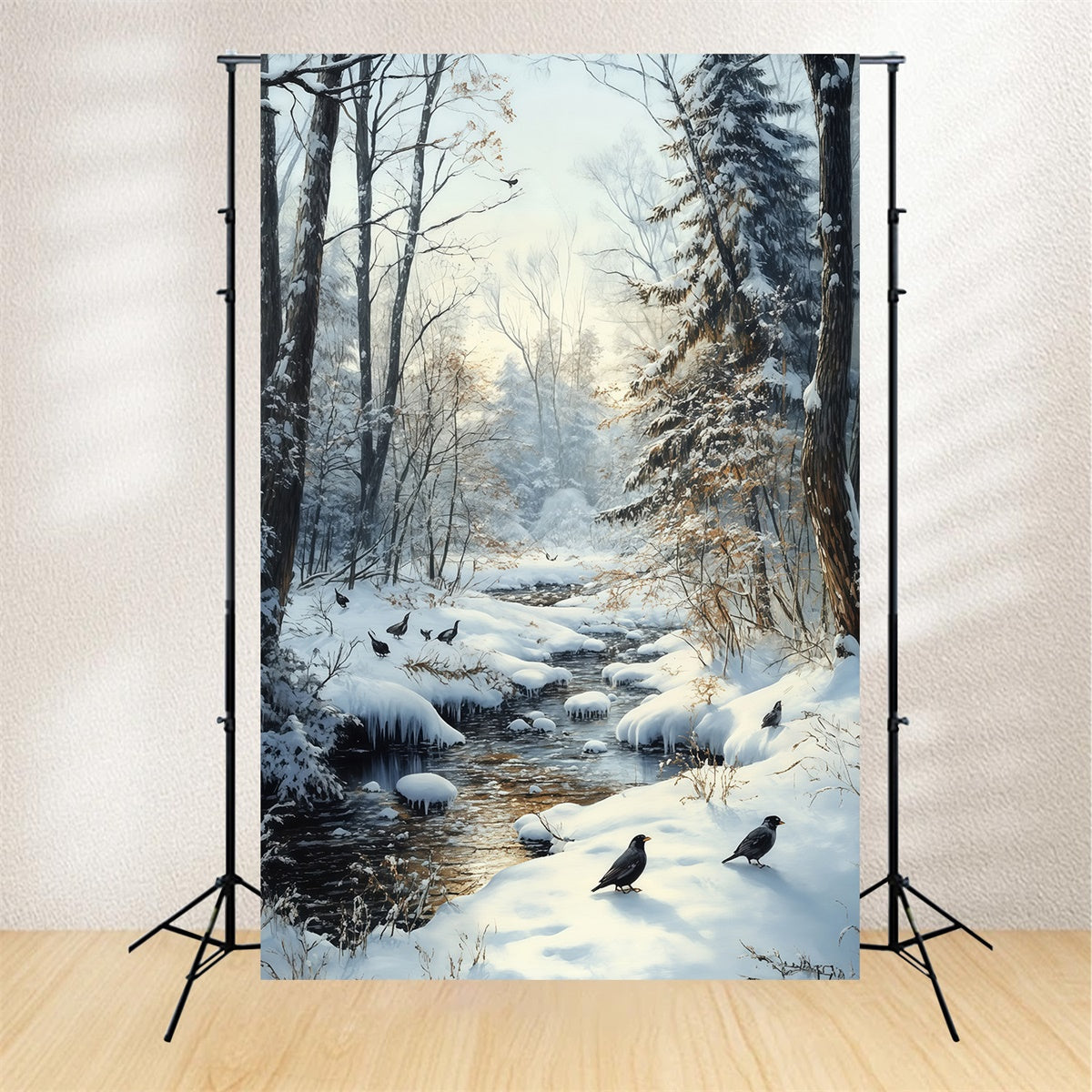 Snow Backdrop Winter Creek Crow Forest Backdrop UK MRR7-178