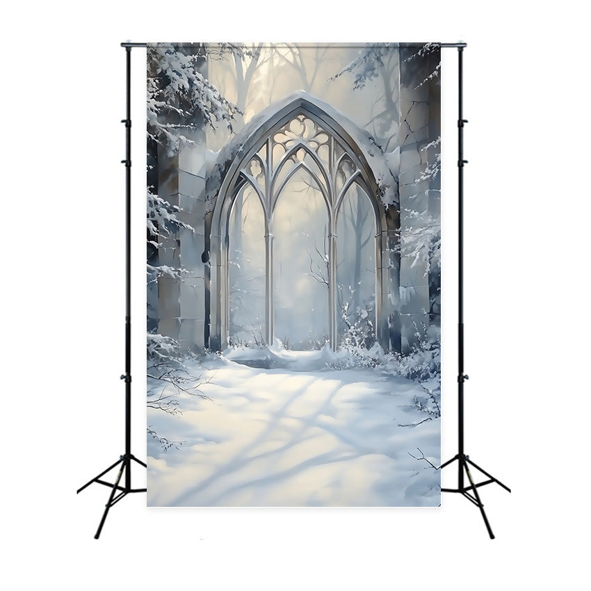 Winter Photo Backdrop Frosted Gothic Arch Backdrop UK MRR7-179