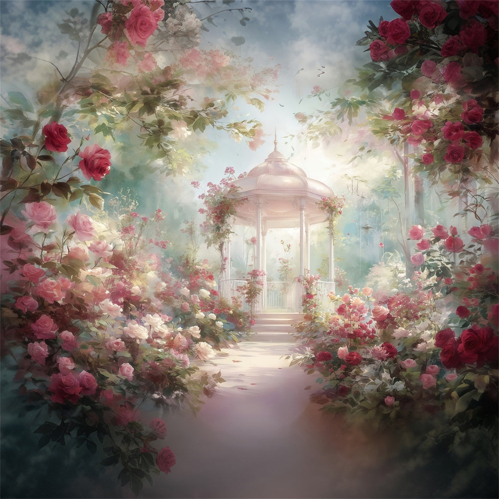 Fine Art Backdrops Rose Gazebo Garden Fabric Backdrop UK MRR7-181