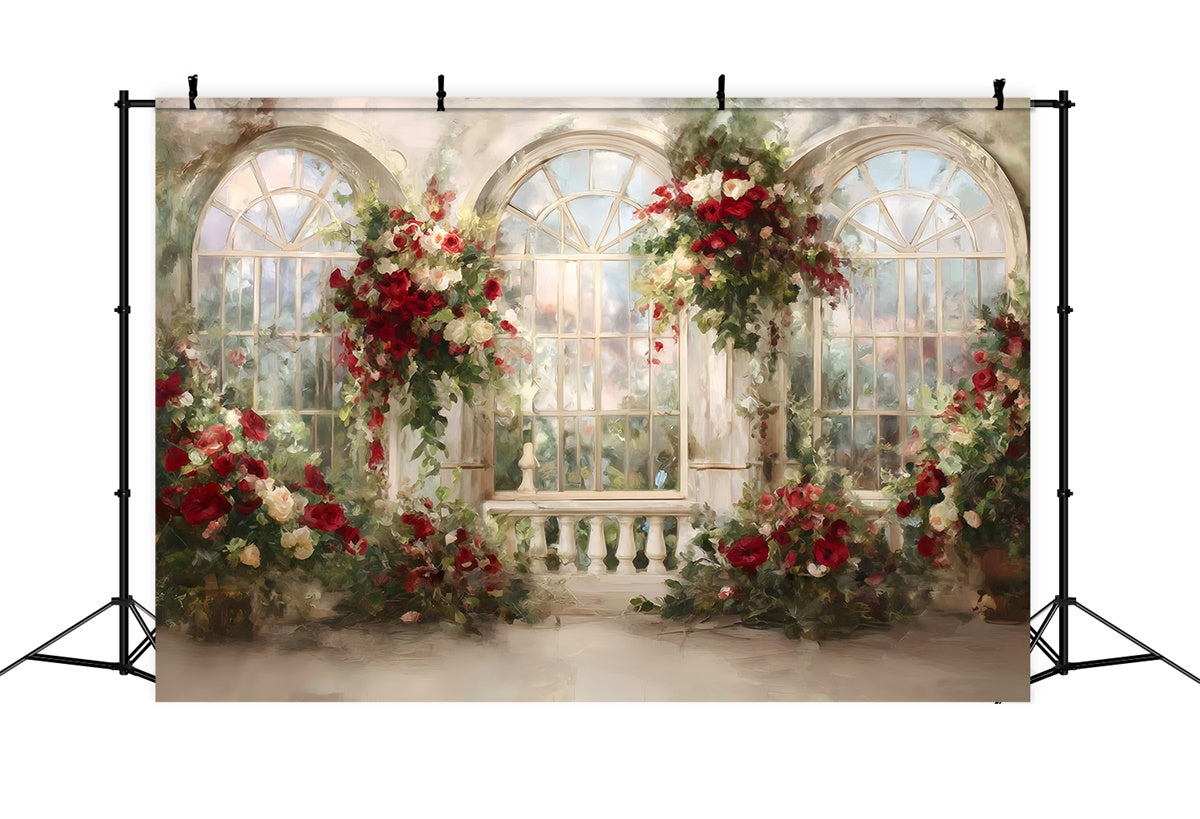 Oil Painting Photography Backdrop Rose Window Backdrop UK MRR7-198