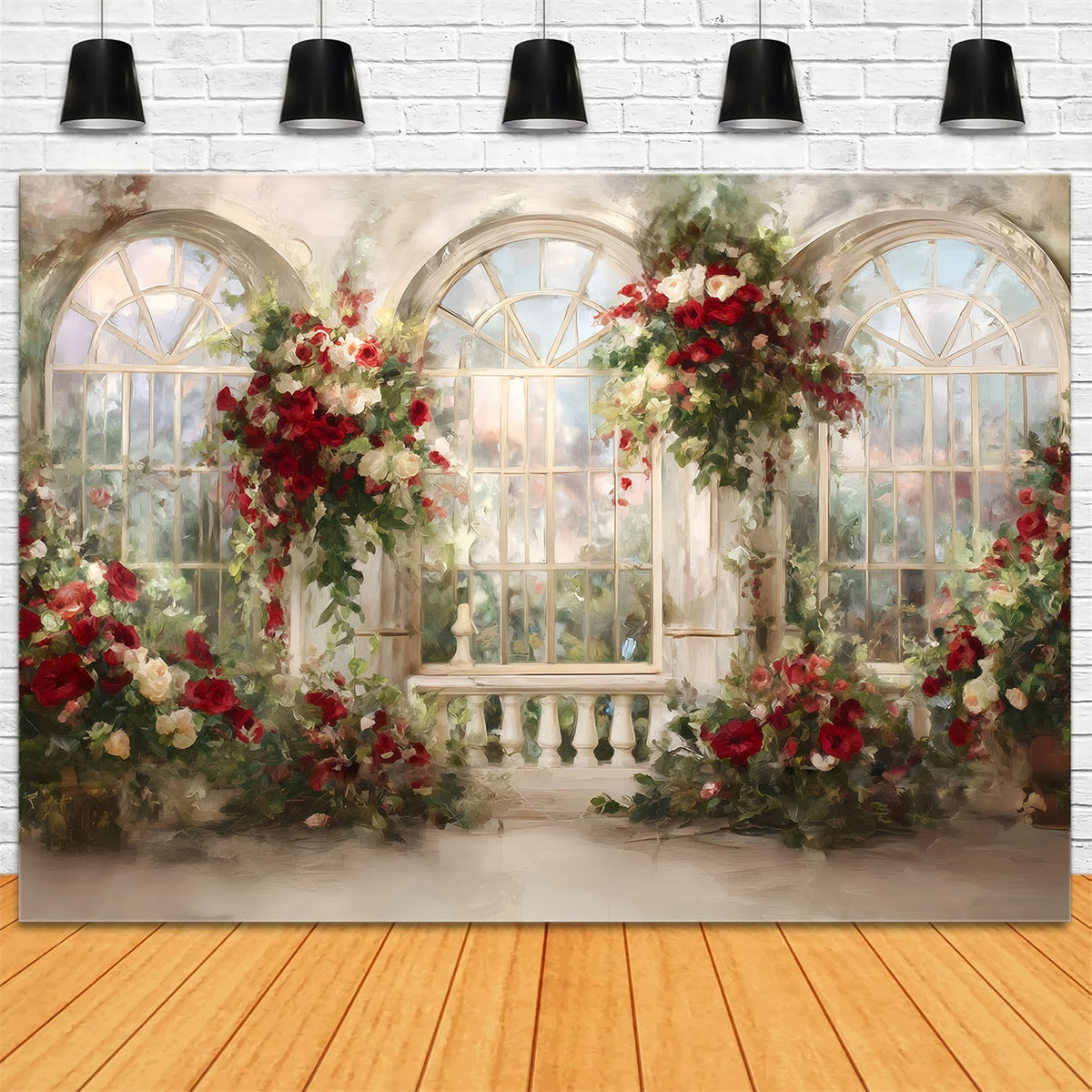 Oil Painting Photography Backdrop Rose Window Backdrop UK MRR7-198