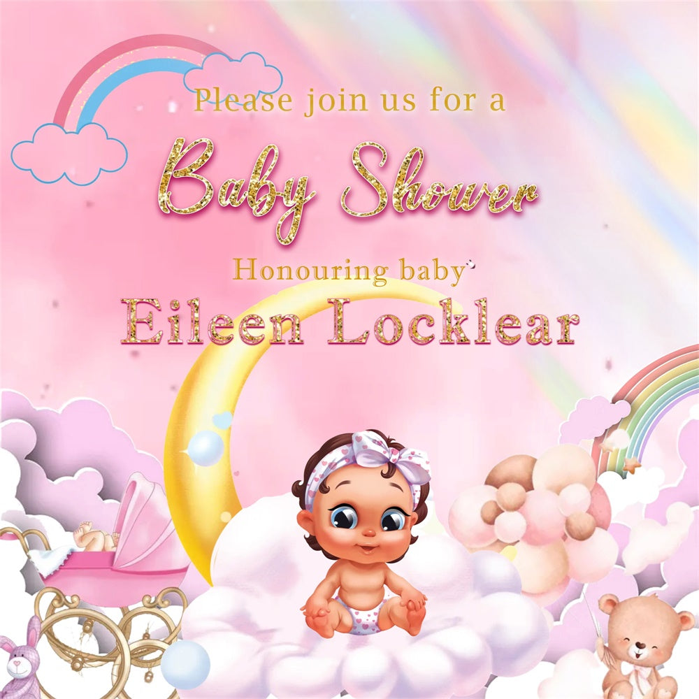 Baby Shower Backdrops Blush Wonderland Personalized Backdrop UK MRR7-2