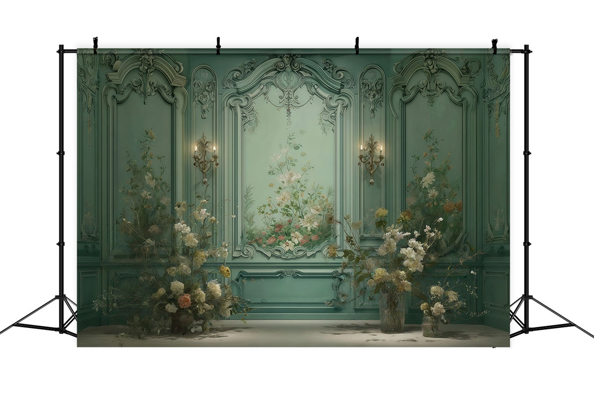 Vintage Wall Backdrop Elegant Enchanted Floral Backdrop UK MRR7-222