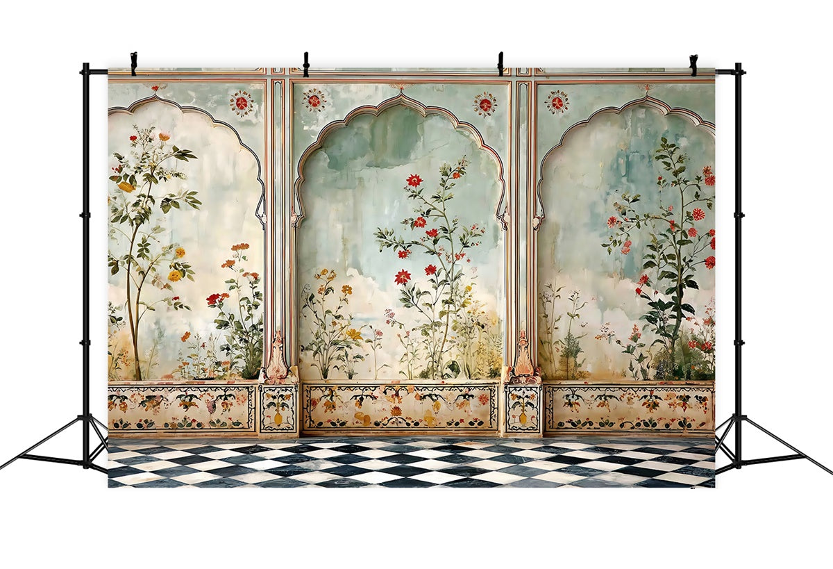 Vintage Backdrops Painted Floral Arch Panel Backdrop UK MRR7-225