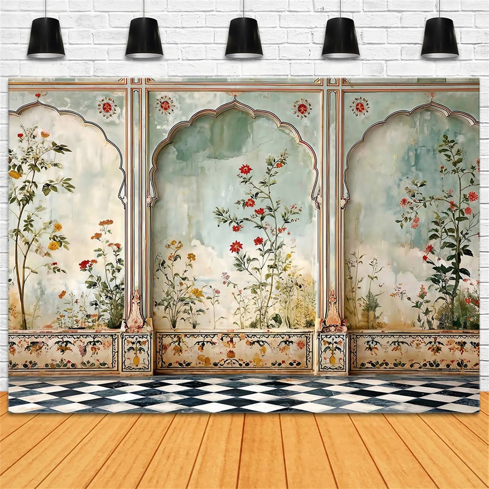Vintage Backdrops Painted Floral Arch Panel Backdrop UK MRR7-225