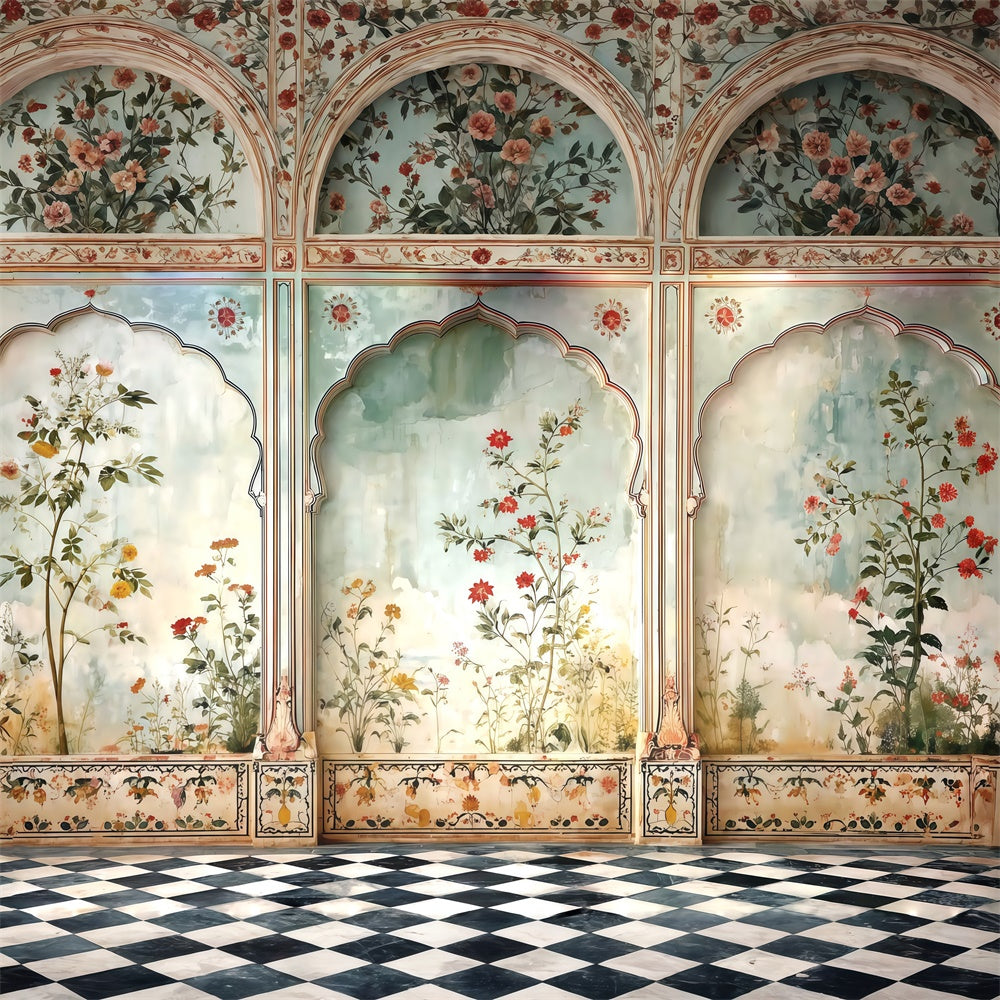 Vintage Backdrops Painted Floral Arch Panel Backdrop UK MRR7-225