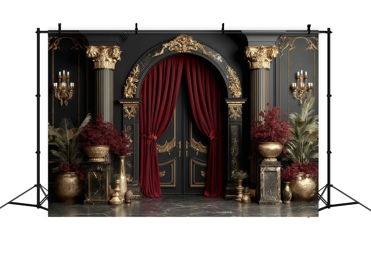Vintage Photography Backdrops Gold Regal Hall Backdrop UK MRR7-226