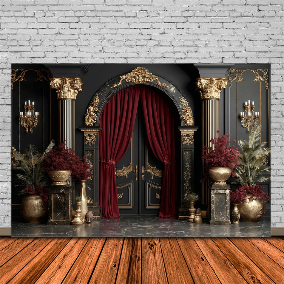 Vintage Photography Backdrops Gold Regal Hall Backdrop UK MRR7-226