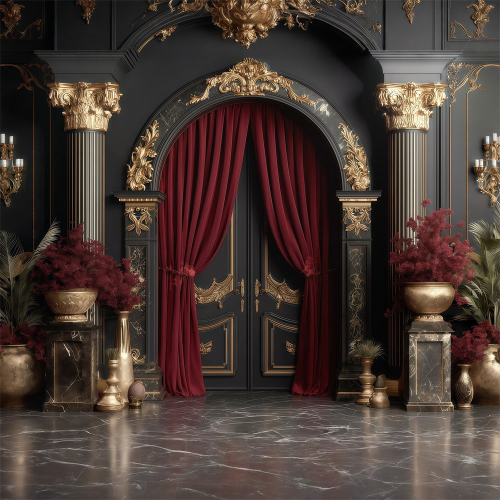 Vintage Photography Backdrops Gold Regal Hall Backdrop UK MRR7-226