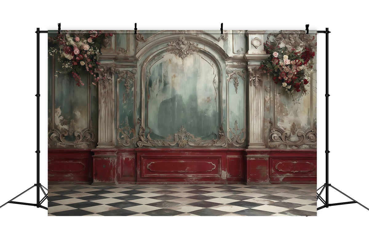 Vintage Wall Backdrop Faded Palace Romance Backdrop UK MRR7-229