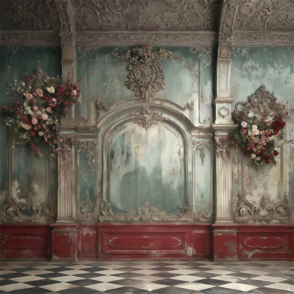Vintage Wall Backdrop Faded Palace Romance Backdrop UK MRR7-229