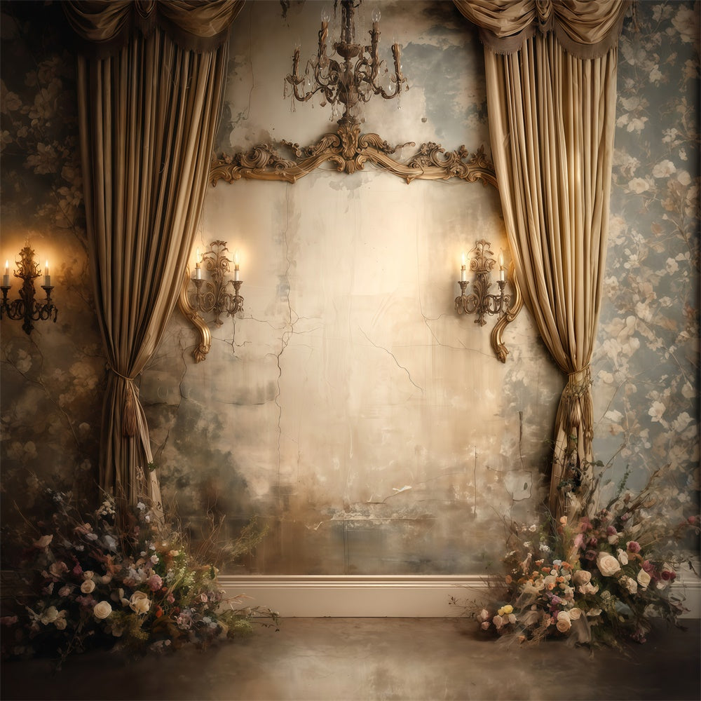 Vintage Wall Backdrop Aged Wall Chandelier Backdrop UK MRR7-238