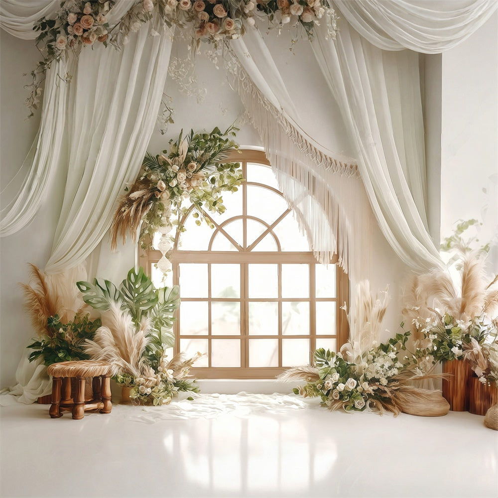 Boho Photo Backdrop Rustic Charm Window Backdrop UK MRR7-244