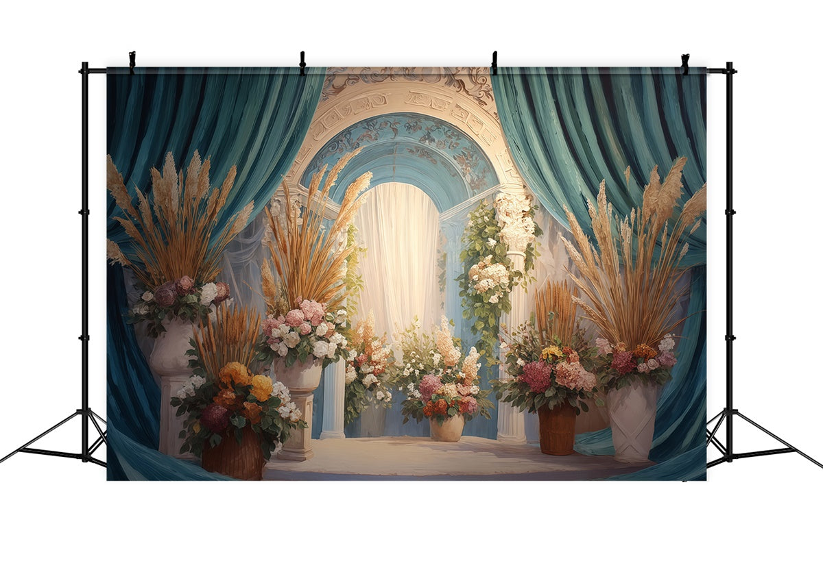 Boho Photo Backdrop Vintage Court Floral Backdrop UK MRR7-250