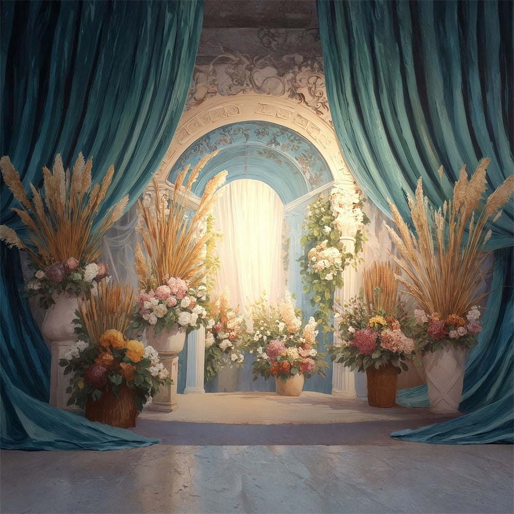 Boho Photo Backdrop Vintage Court Floral Backdrop UK MRR7-250