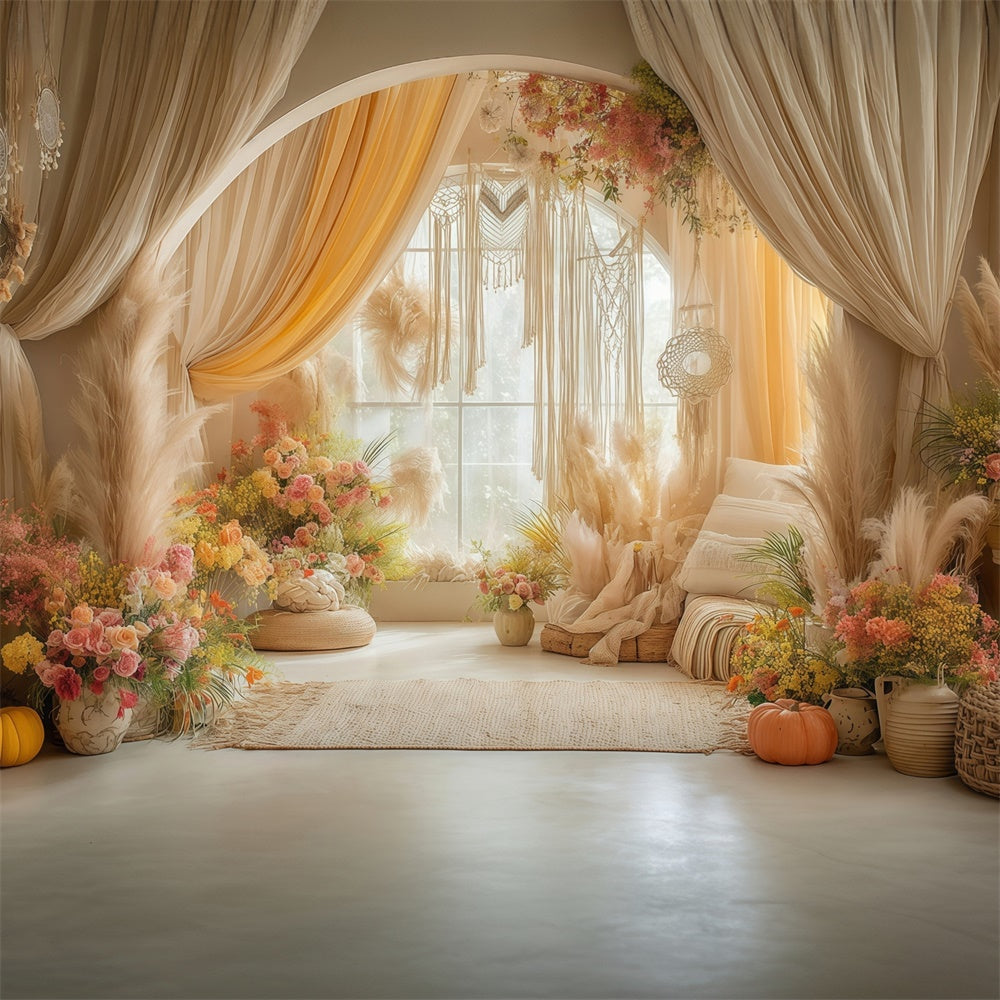 Boho Photography Backdrop Boho Cozy Room Backdrop UK MRR7-261