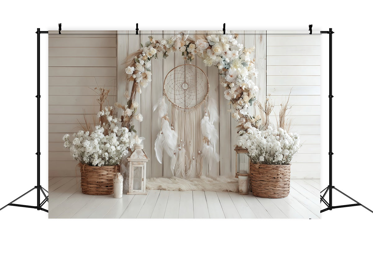 Boho Backdrop Photography Charm Floral Wood Backdrop UK MRR7-264