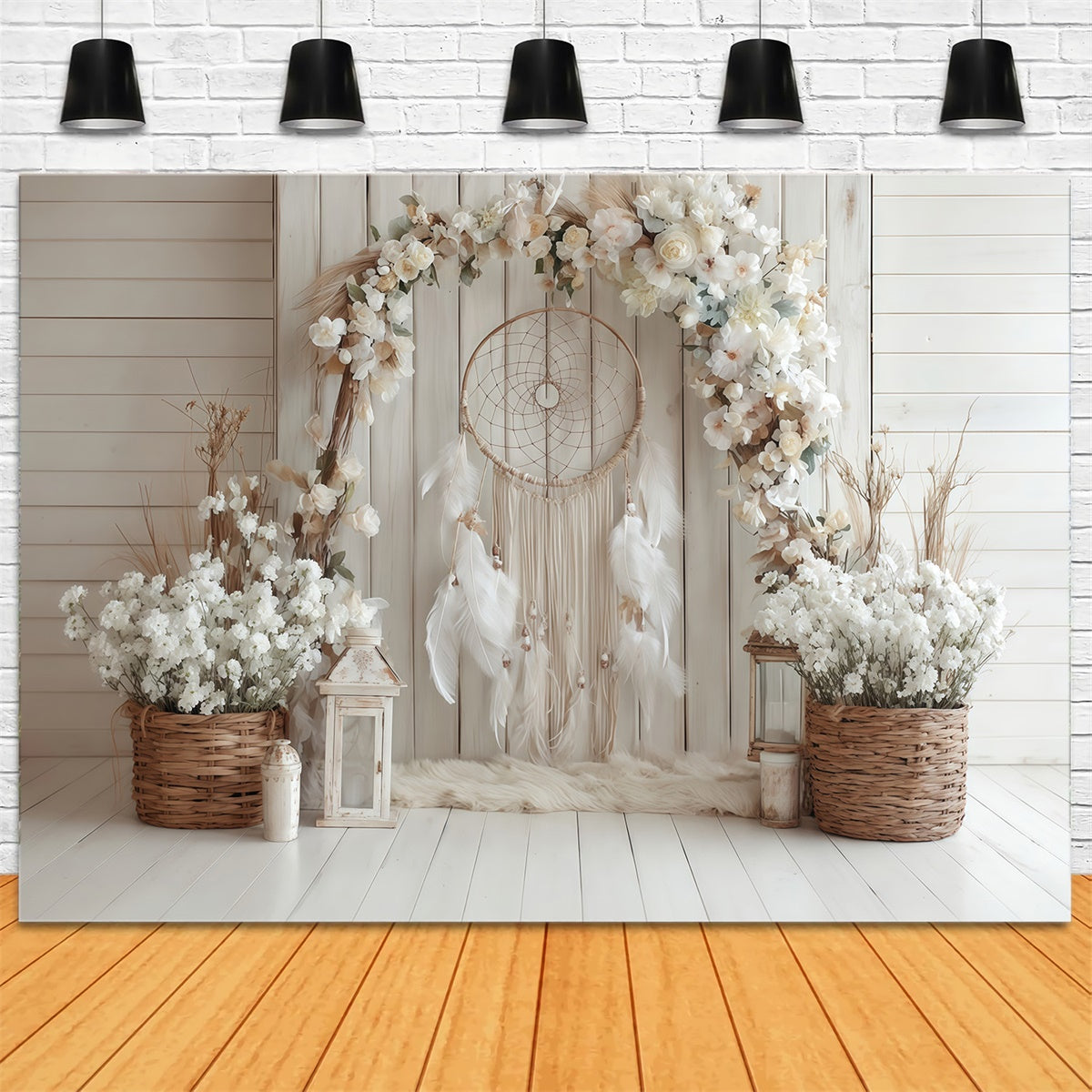 Boho Backdrop Photography Charm Floral Wood Backdrop UK MRR7-264