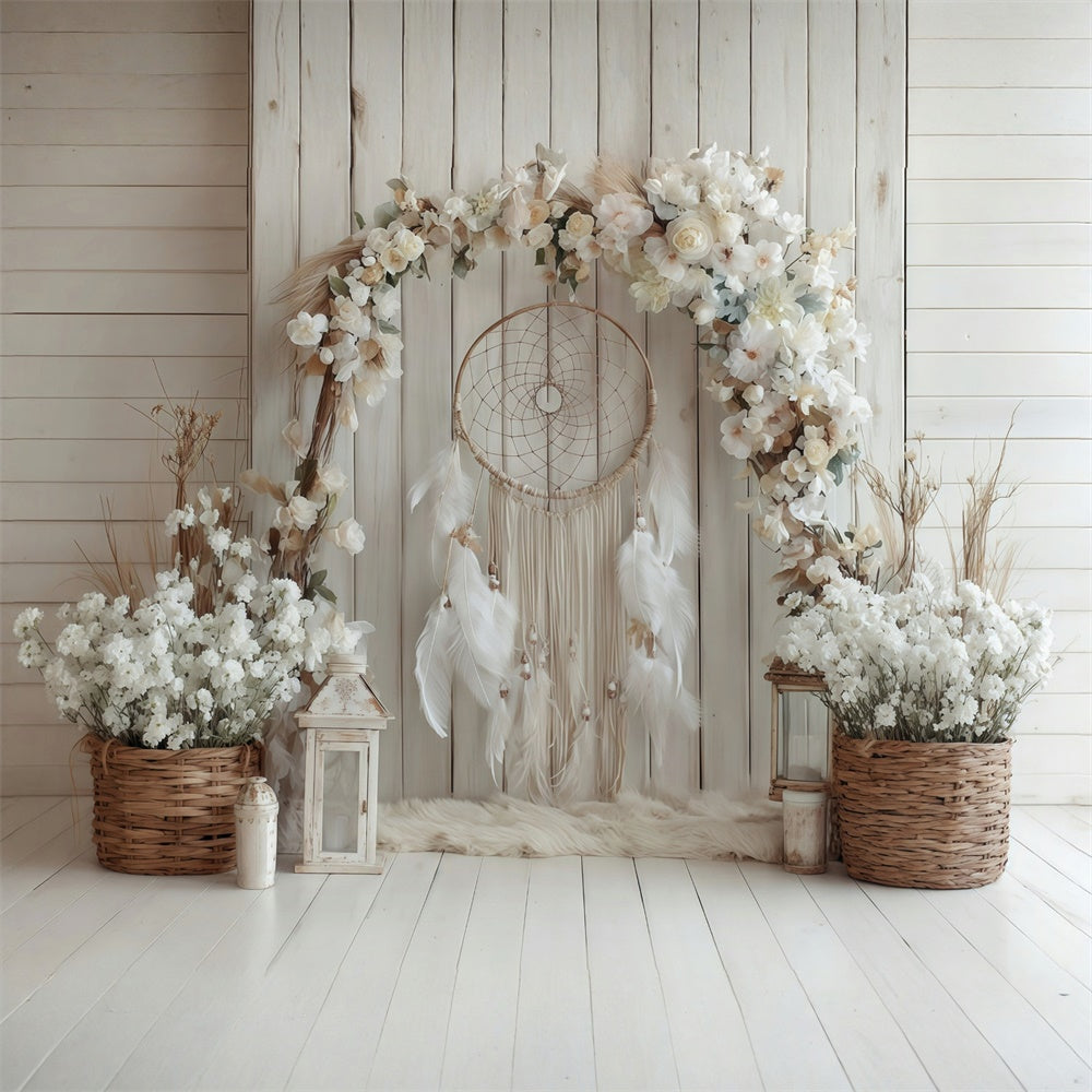 Boho Backdrop Photography Charm Floral Wood Backdrop UK MRR7-264