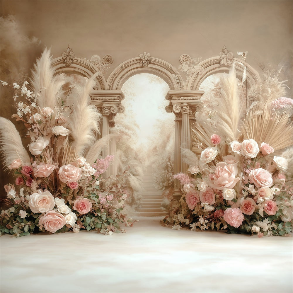 Boho Photo Backdrop Creamy Floral Fantasy Backdrop UK MRR7-269