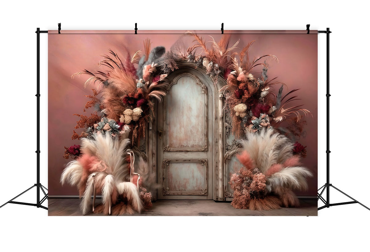 Bohemian Photo Backdrop Feather Bloom Doorway Backdrop UK MRR7-272