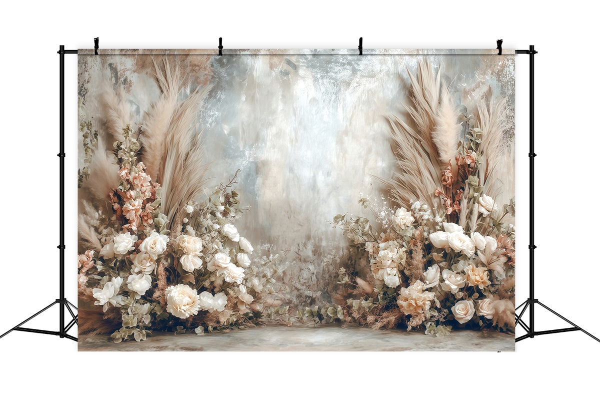 Bohemian Backdrop Beige Floral Botanical Backdrop UK MRR7-273