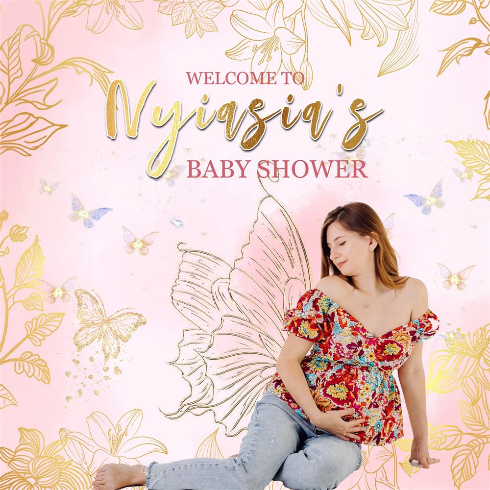 Baby Shower Photo Backdrop Butterfly Bloom Custom Backdrop UK MRR7-3