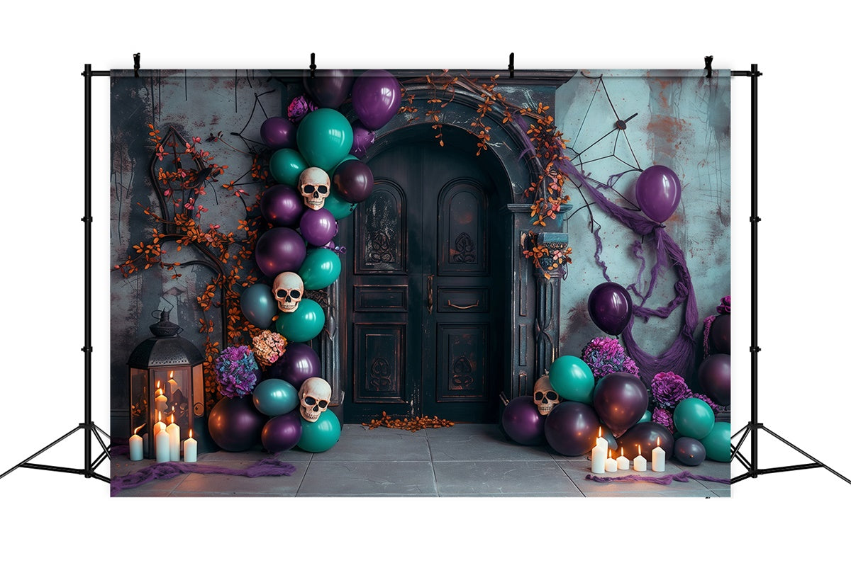Halloween Party Backdrop Haunted Balloon Skulls Backdrop UK MRR7-38