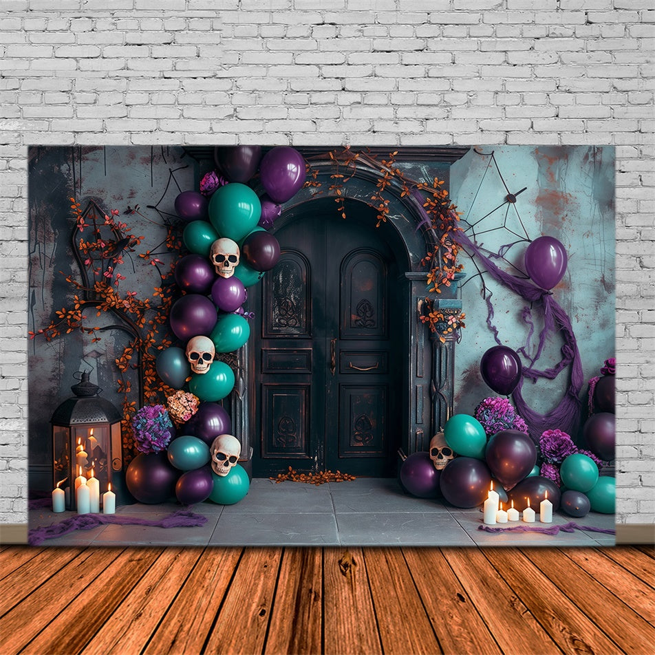 Halloween Party Backdrop Haunted Balloon Skulls Backdrop UK MRR7-38