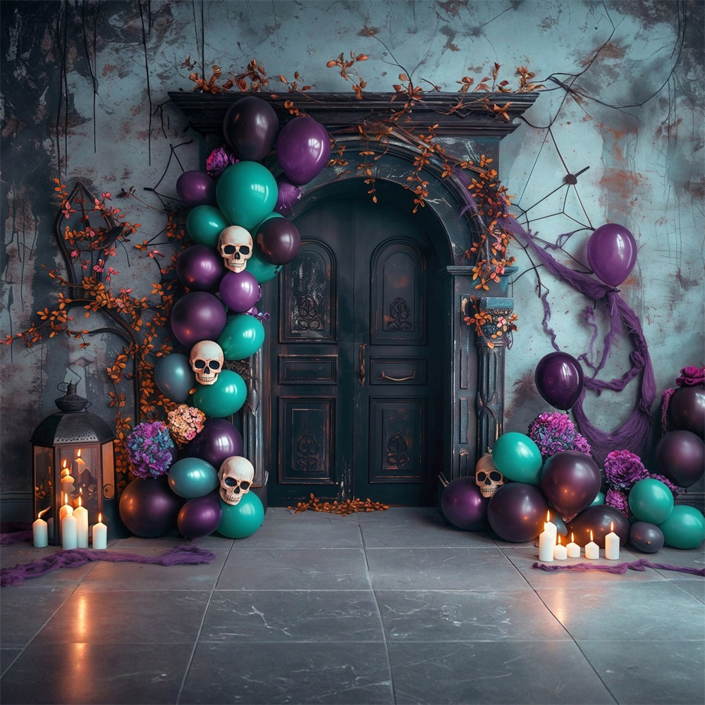 Halloween Party Backdrop Haunted Balloon Skulls Backdrop UK MRR7-38