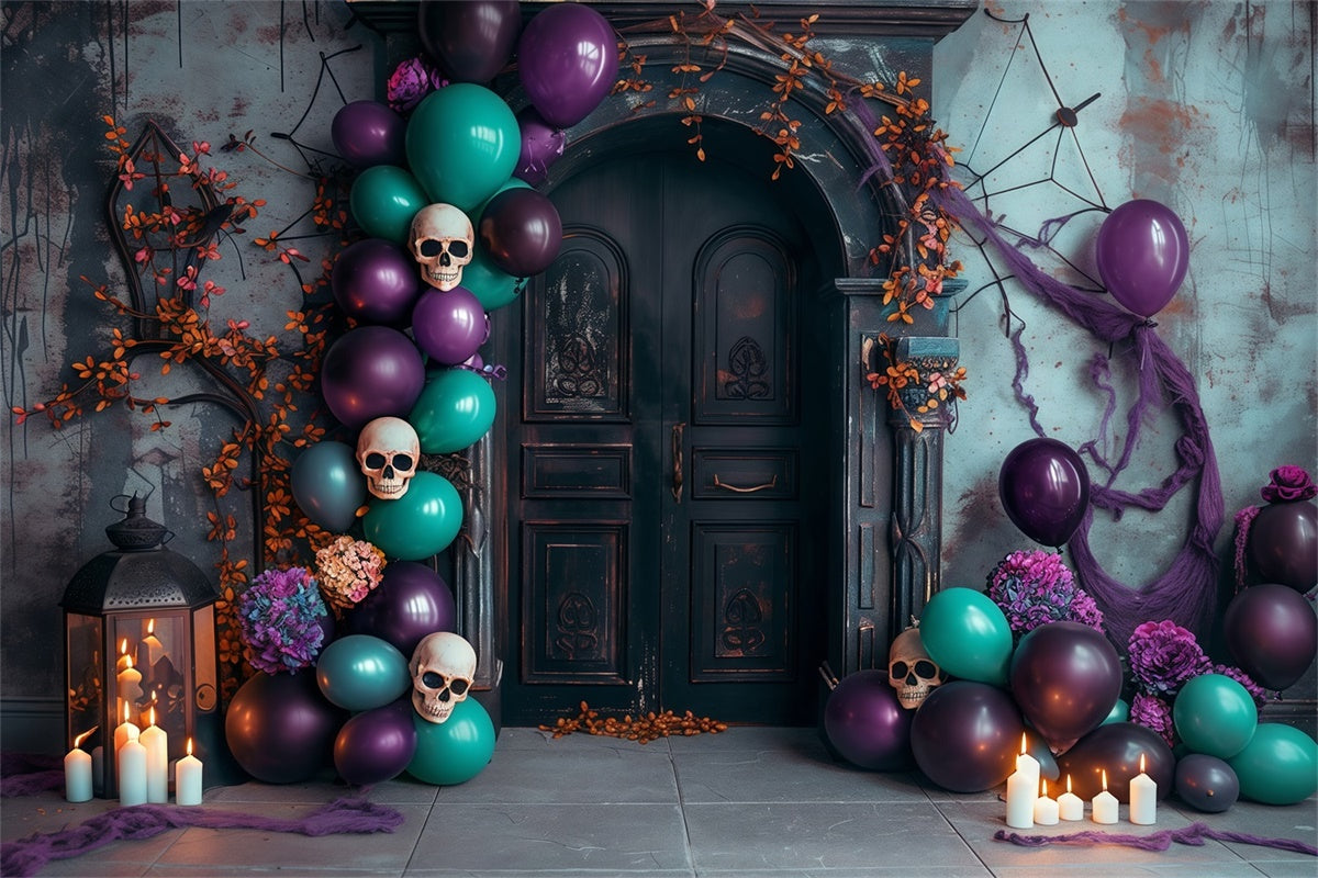 Halloween Party Backdrop Haunted Balloon Skulls Backdrop UK MRR7-38